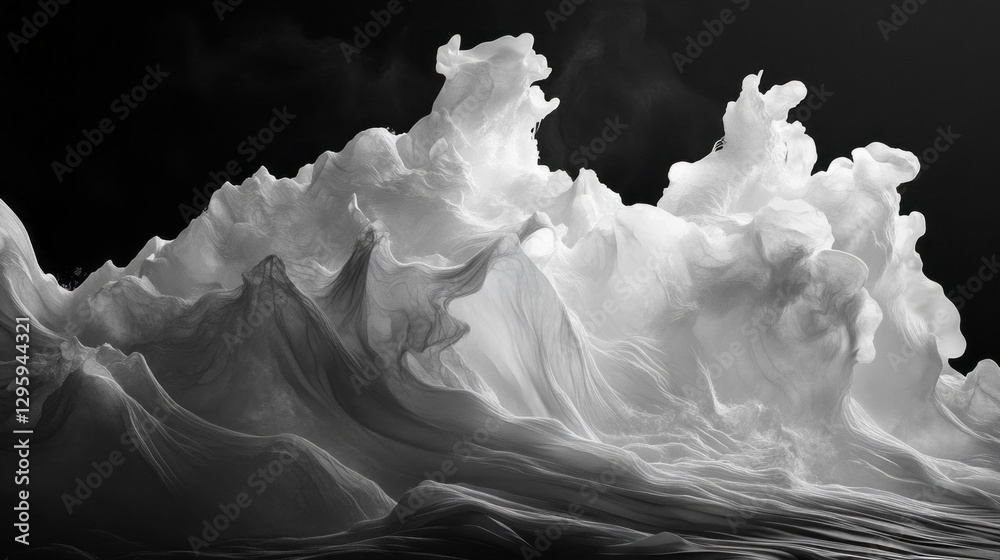 Poster majestic formations rise and swirl like waves against a backdrop of shadow, capturing the fleeting b