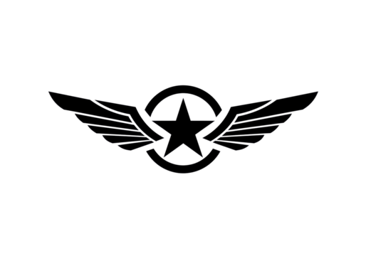 Isolated Winged Star Silhouette for Military Aviation - Powered by Adobe