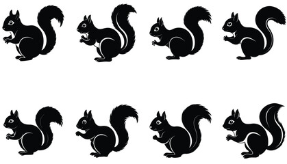 Squirrel vector shilhouette bundle set 