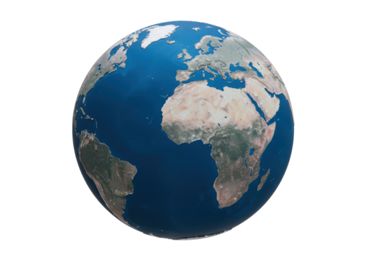 Isolated Realistic Earth Globe View from Space