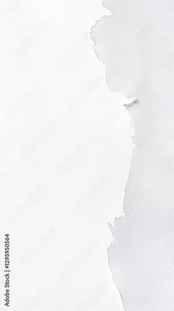 Poster a piece of white paper is torn, creating an intriguing visual effect that showcases texture, light, 