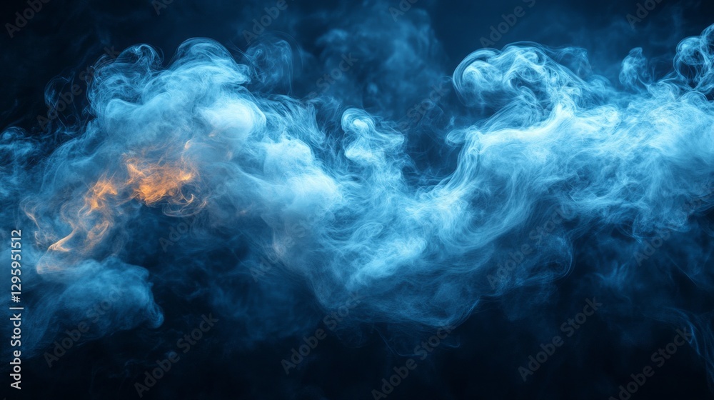 Poster a captivating display of swirling mist gracefully intertwines in a dark setting, gently illuminated 