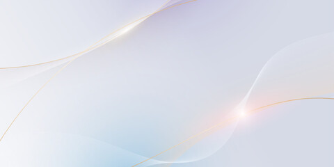 Abstract soft white, gold wave line pattern and texture on light gray gradient background. Vector element smooth line design. Digital technology concept for luxury business template, banner background