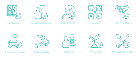 Fototapeta premium AI in Education and AI-Powered Robotics Vector Icon