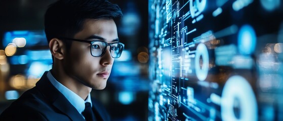 Businessman AI technology cyber security platforms provide real-time protection for digital business operations.