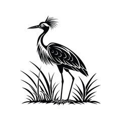 Vector Logo Of A Heron simple Lines Long Necked