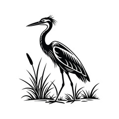 Vector Logo Of A Heron simple Lines Long Necked