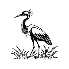 Vector Logo Of A Heron simple Lines Long Necked