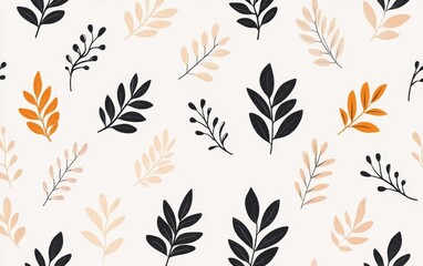 Seamless bouquet, leaf pattern, carved pattern
