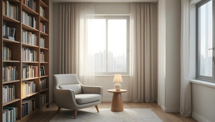 Cozy Minimalist Reading Nook with Natural Light