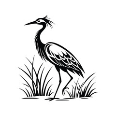 Vector Logo Of A Heron simple Lines Long Necked