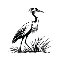 Vector Logo Of A Heron simple Lines Long Necked
