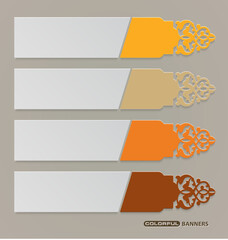 Modern Ornamental Banners with Gold and Orange Accents