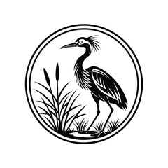 Vector Logo Of A Heron simple Lines Long Necked