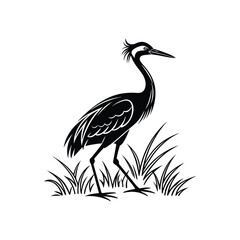 Vector Logo Of A Heron simple Lines Long Necked