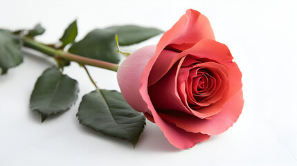 White background،
Red flower. Symbol of love. Offered to girl.