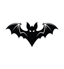 Black Silhouette Bat Icon – Spooky Halloween and Nocturnal Wildlife Symbol