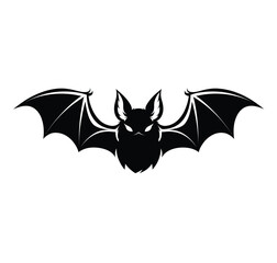 Black Silhouette Bat Icon – Spooky Halloween and Nocturnal Wildlife Symbol