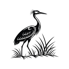 Vector Logo Of A Heron simple Lines Long Necked