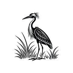 Vector Logo Of A Heron simple Lines Long Necked