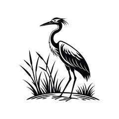 Vector Logo Of A Heron simple Lines Long Necked