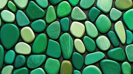 Collection Of Smooth Green Stones Arranged In A Seamless Pattern
