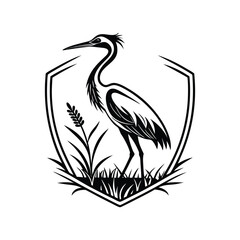 Vector Logo Of A Heron simple Lines Long Necked