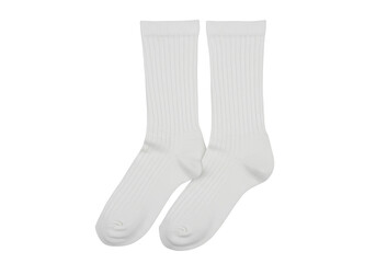 Isolated Pair of Classic Ribbed White Socks