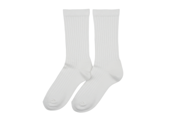 Isolated Pair of Classic Ribbed White Socks