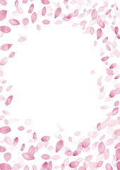 水彩風　春色 桜の花びらフレーム4 縦