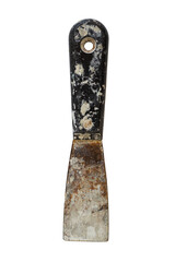 construction spatula isolated on white background There are stains from building mixes on it