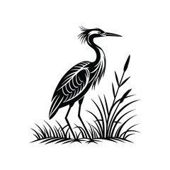 Vector Logo Of A Heron simple Lines Long Necked
