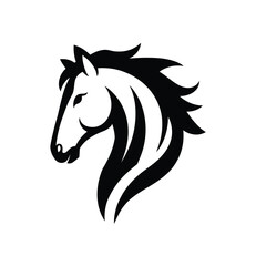 Elegant Horse Head Silhouette Icon &ndash; Stylish Equestrian Symbol with Flowing Mane