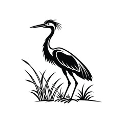 Vector Logo Of A Heron simple Lines Long Necked