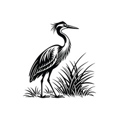 Vector Logo Of A Heron simple Lines Long Necked