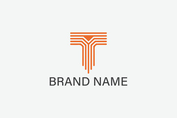  in orange color and the letter T is in lines