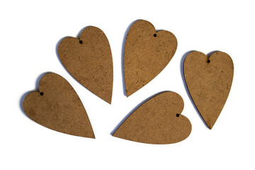 complete wooden heart shape on white background Two person in relationship