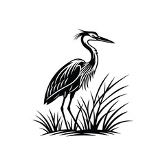 Vector Logo Of A Heron simple Lines Long Necked