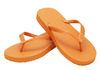 Isolated Pair of Bright Orange Flip-Flops