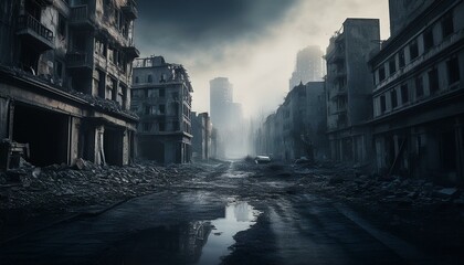 ghost city background, AI generated