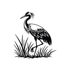 Vector Logo Of A Heron simple Lines Long Necked