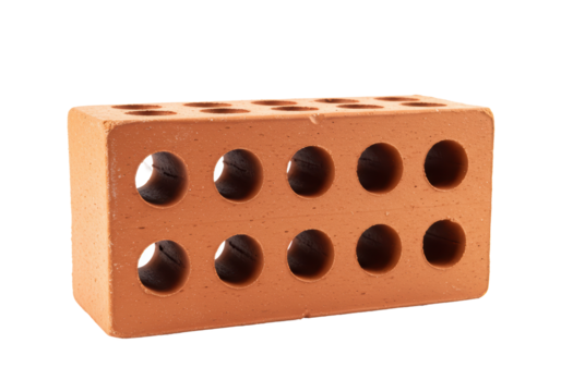 Isolated Perforated Red Brick Isolated