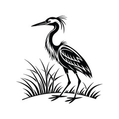 Vector Logo Of A Heron simple Lines Long Necked