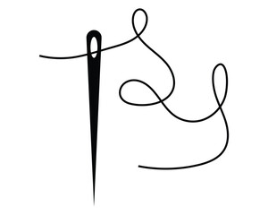 Needle and Thread icon. Flat style Sewing Needle vector in white background.