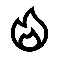 Obraz premium Black flame icon representing heat and energy for fire safety and design applications