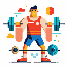 Obraz premium Weightlifting man lifting barbell against colorful background