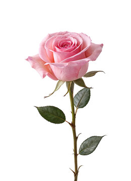 single pink rose on transparent background