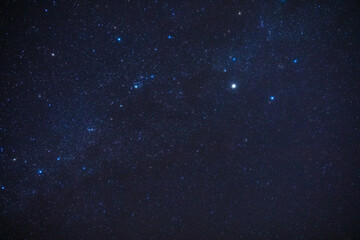 Real Milky way stars and constellations photographed with a wide angle lens from a dark countryside location.
