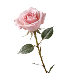 single pink rose on transparent background