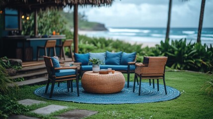 Fototapeta premium Tropical Beachfront Outdoor Patio Furniture